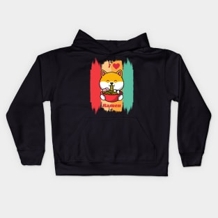 Dog Eating Ramen Kids Hoodie